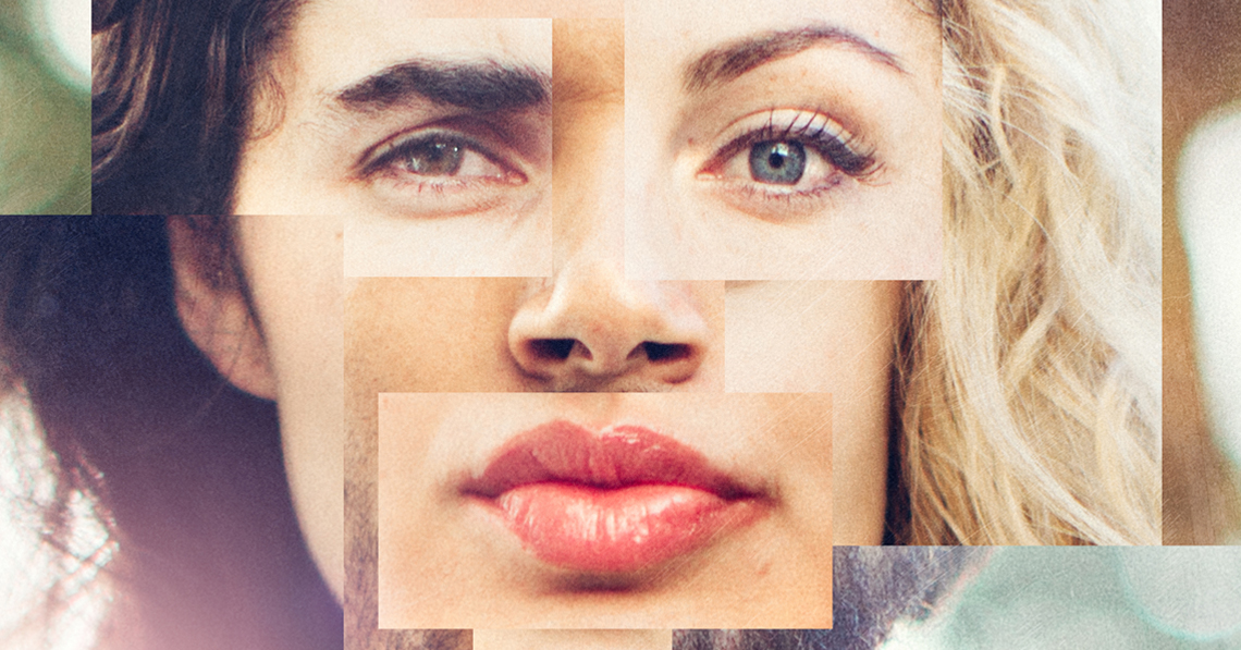 Collage of several different facial features to represent recognizing bias