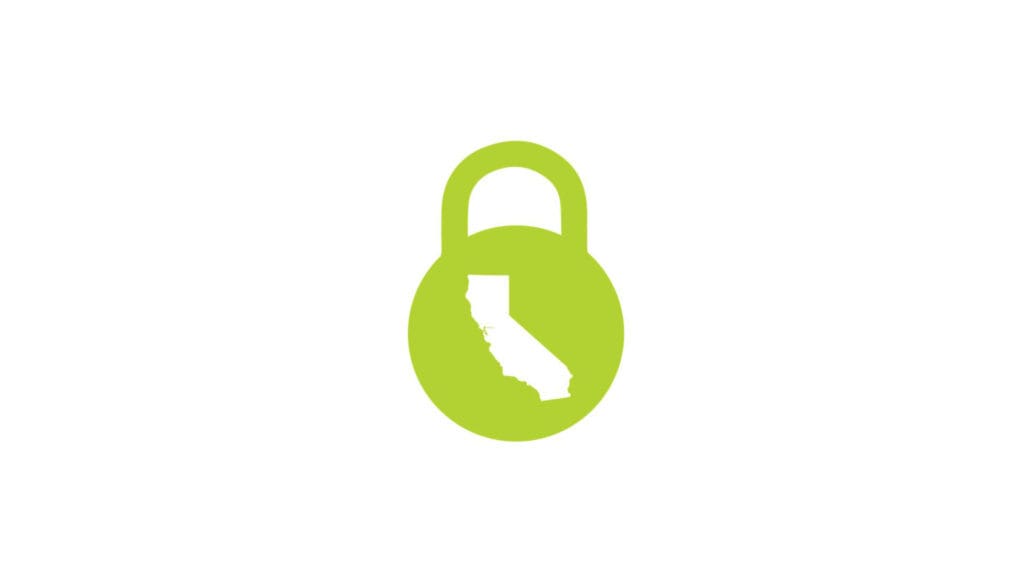 Padlock with outline of the state of California to represent CCPA compliance questions