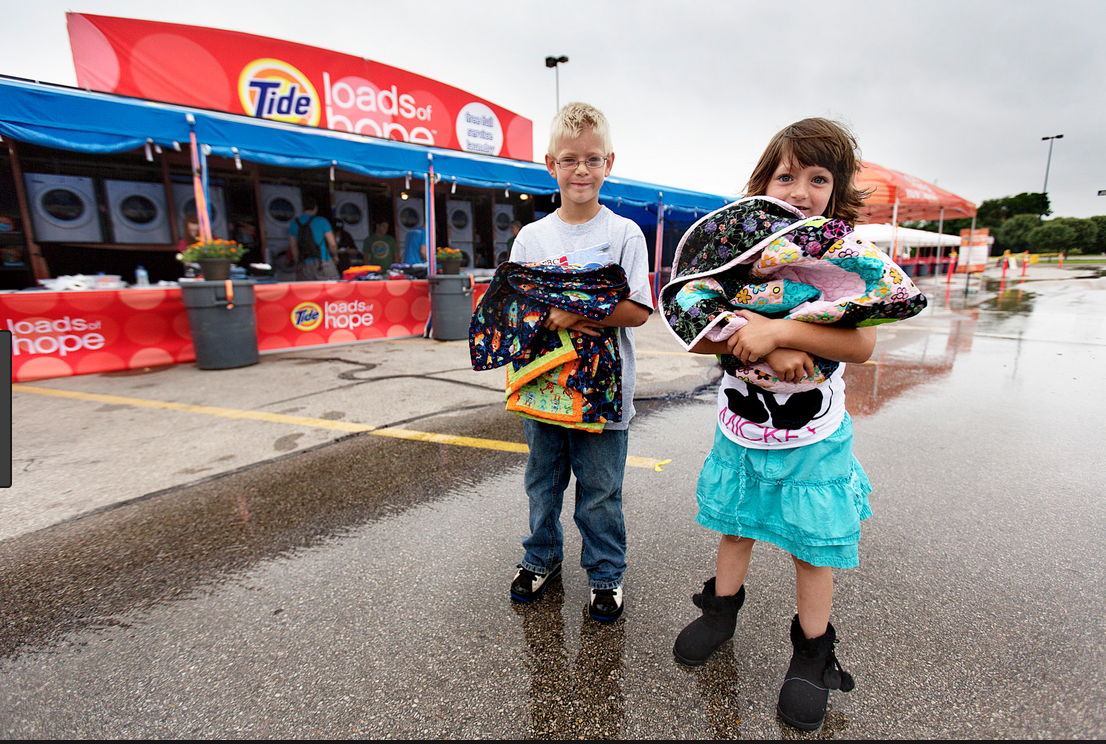 Kids holding backpacks, and example of corporate social responsibility initiatives