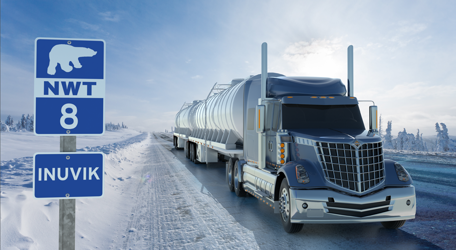 CGI Image of International LoneStar Truck pulling tanker train on Arctic Highway