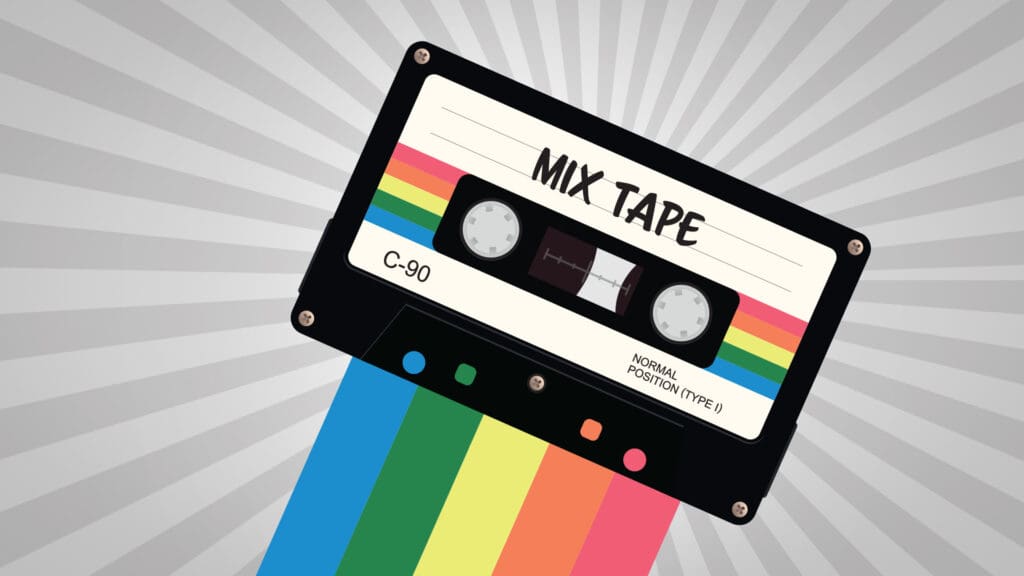 Cassette tape labeled "Mix Tape" to represent nostalgia in advertising