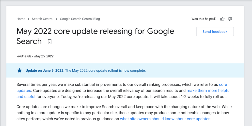 Google Update Release Screen Capture