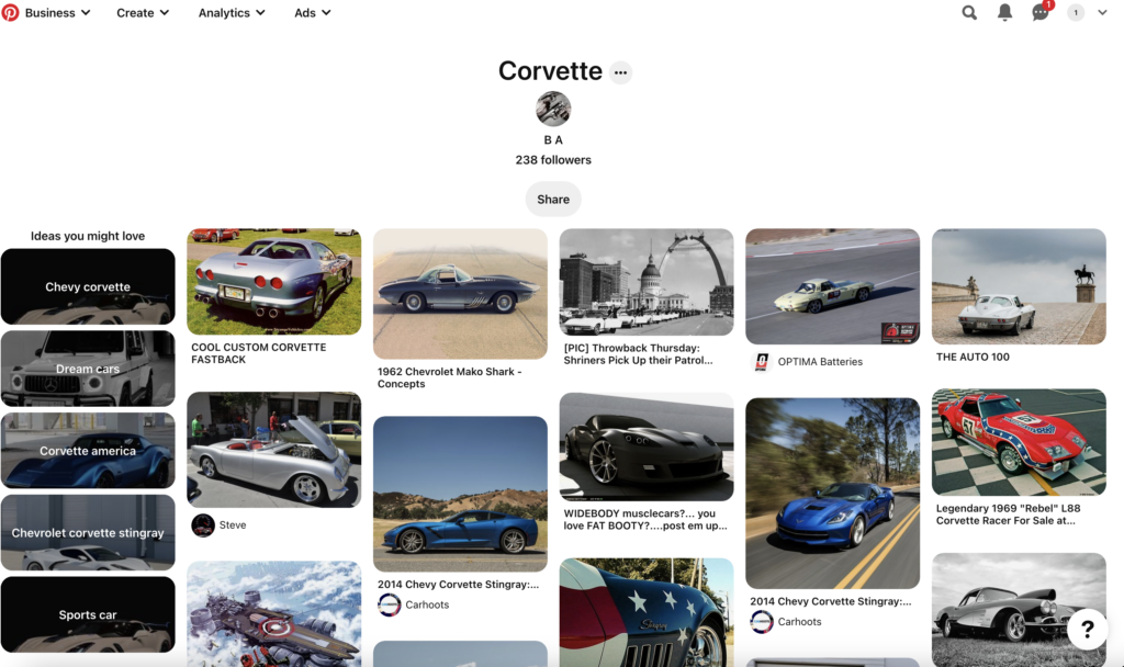 Corvette Pinterest Page