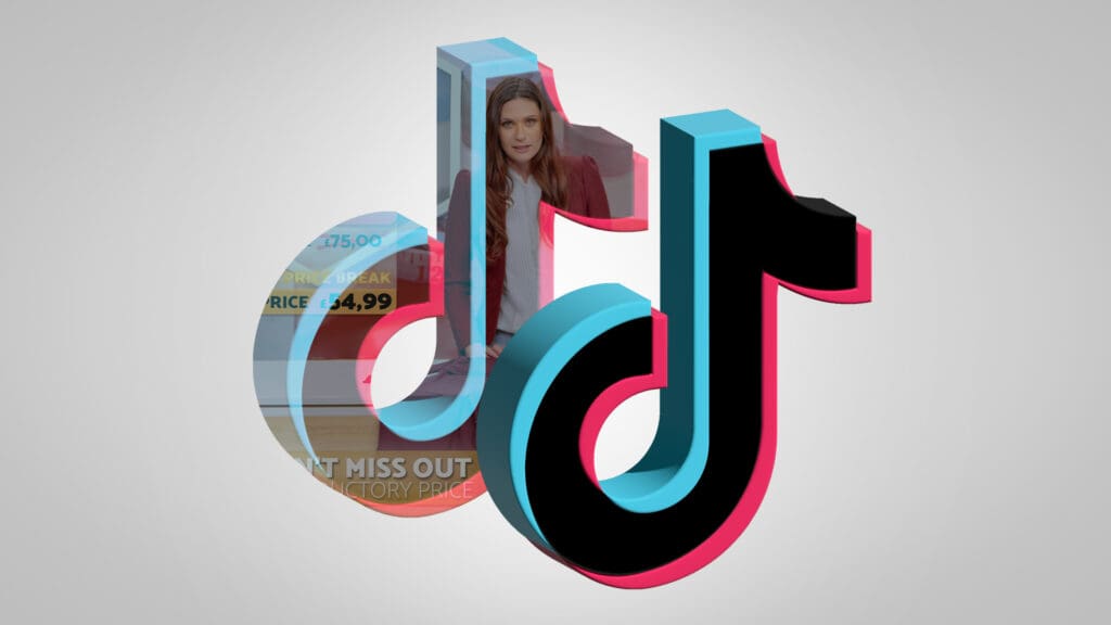 TikTok logo with influencer, representing the benefits of infomercials on platforms like TikTok