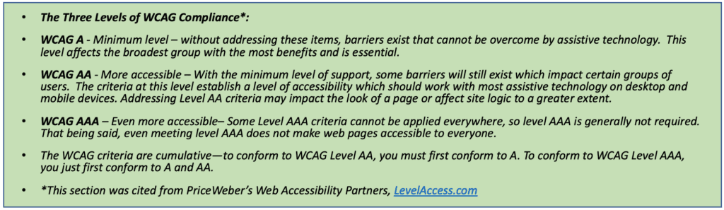 The Three Levels of WCAG Compliance