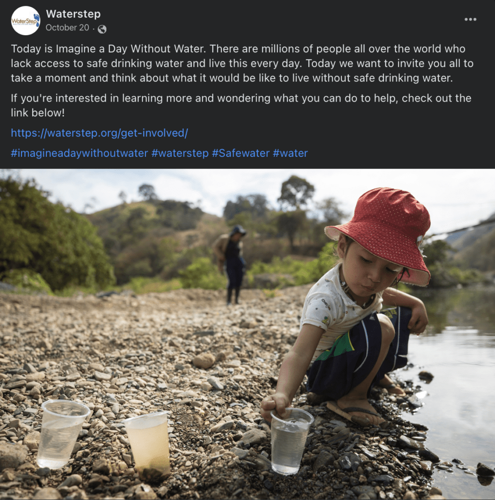 Screenshot of nonprofit social media post from Waterstep