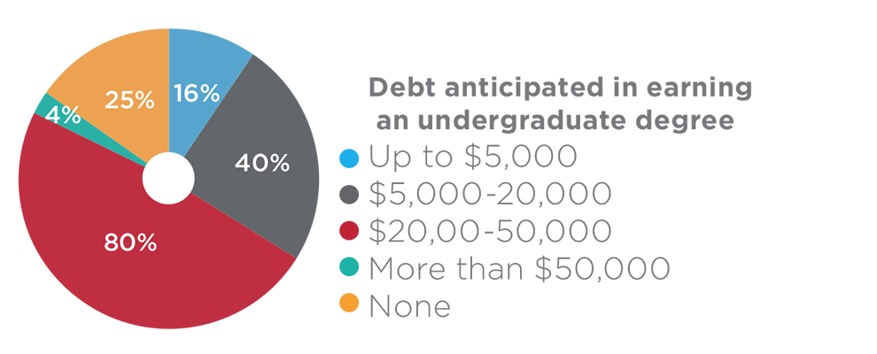 Donut graph showing debt anticipated in earning an undergraduate degree