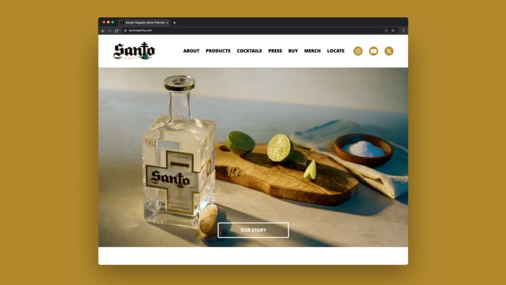 Santo Spirits Website Homepage