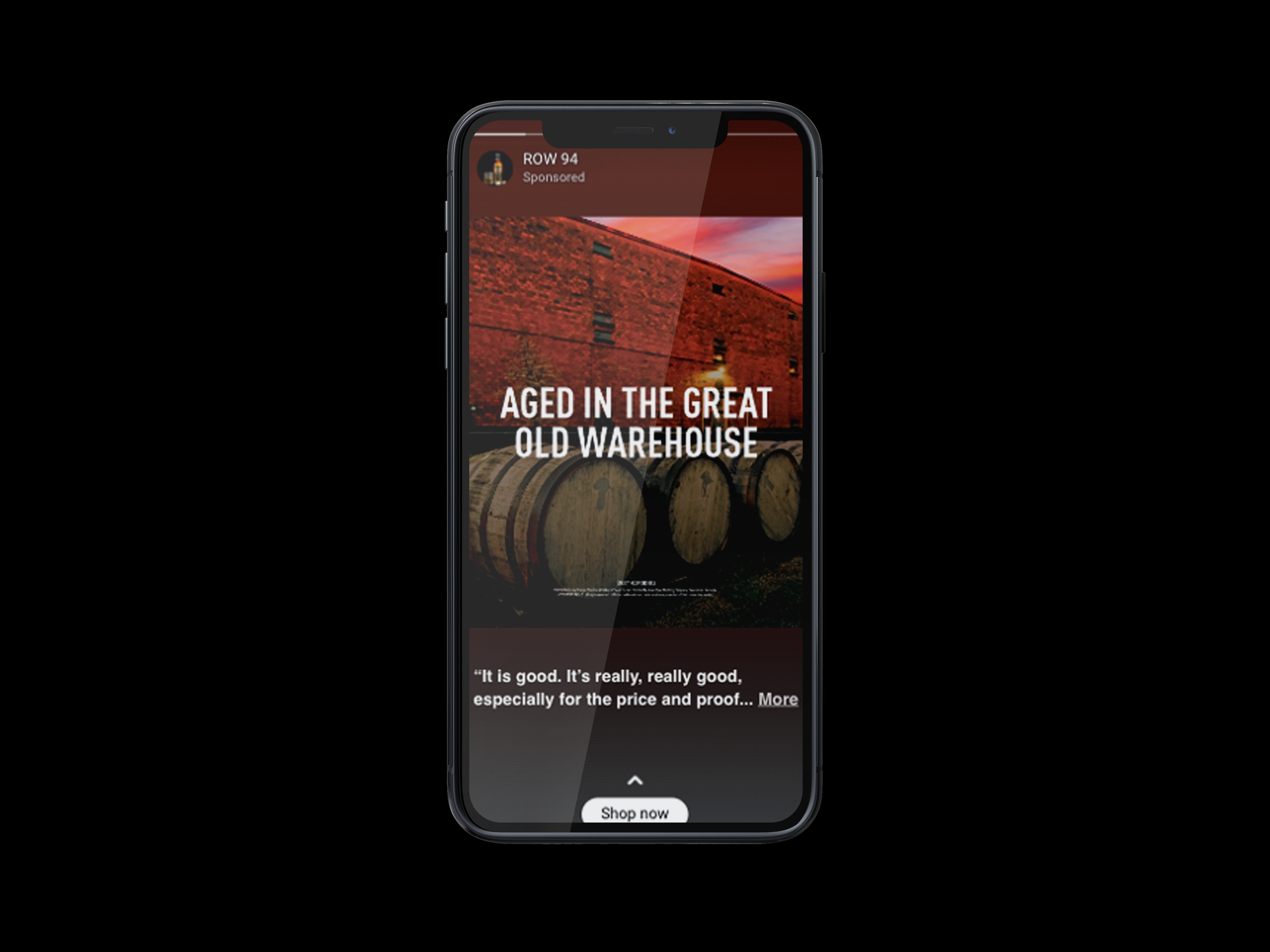 ROW 94 digital advertising shown on a mobile phone mockup