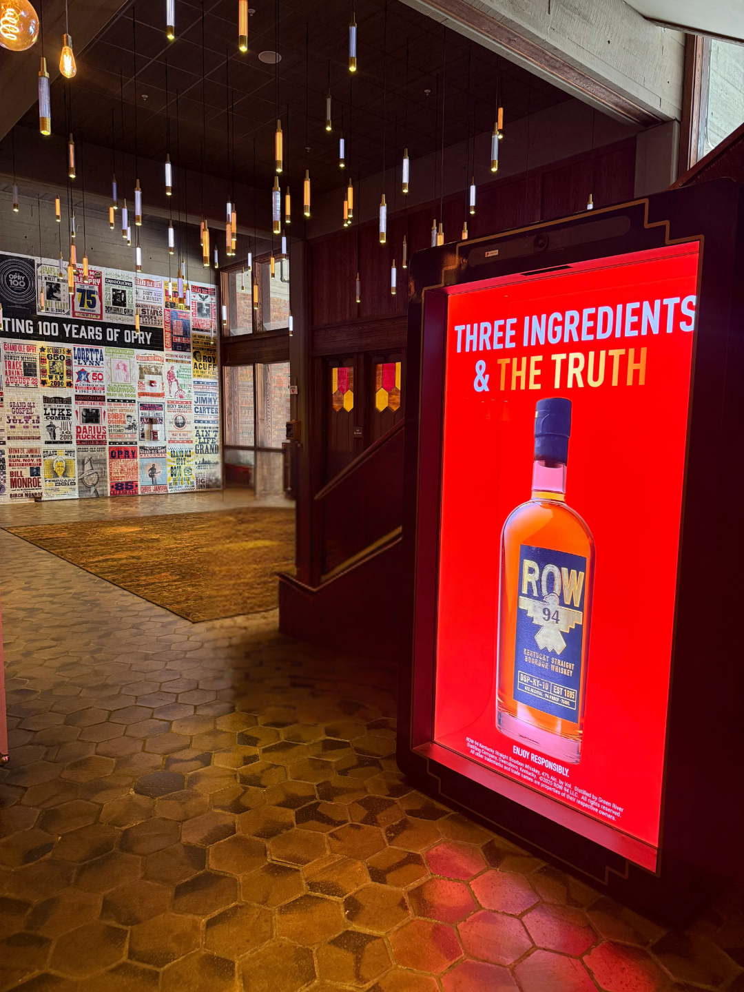ROW 94 retail display promoting the bourbon at an airport location