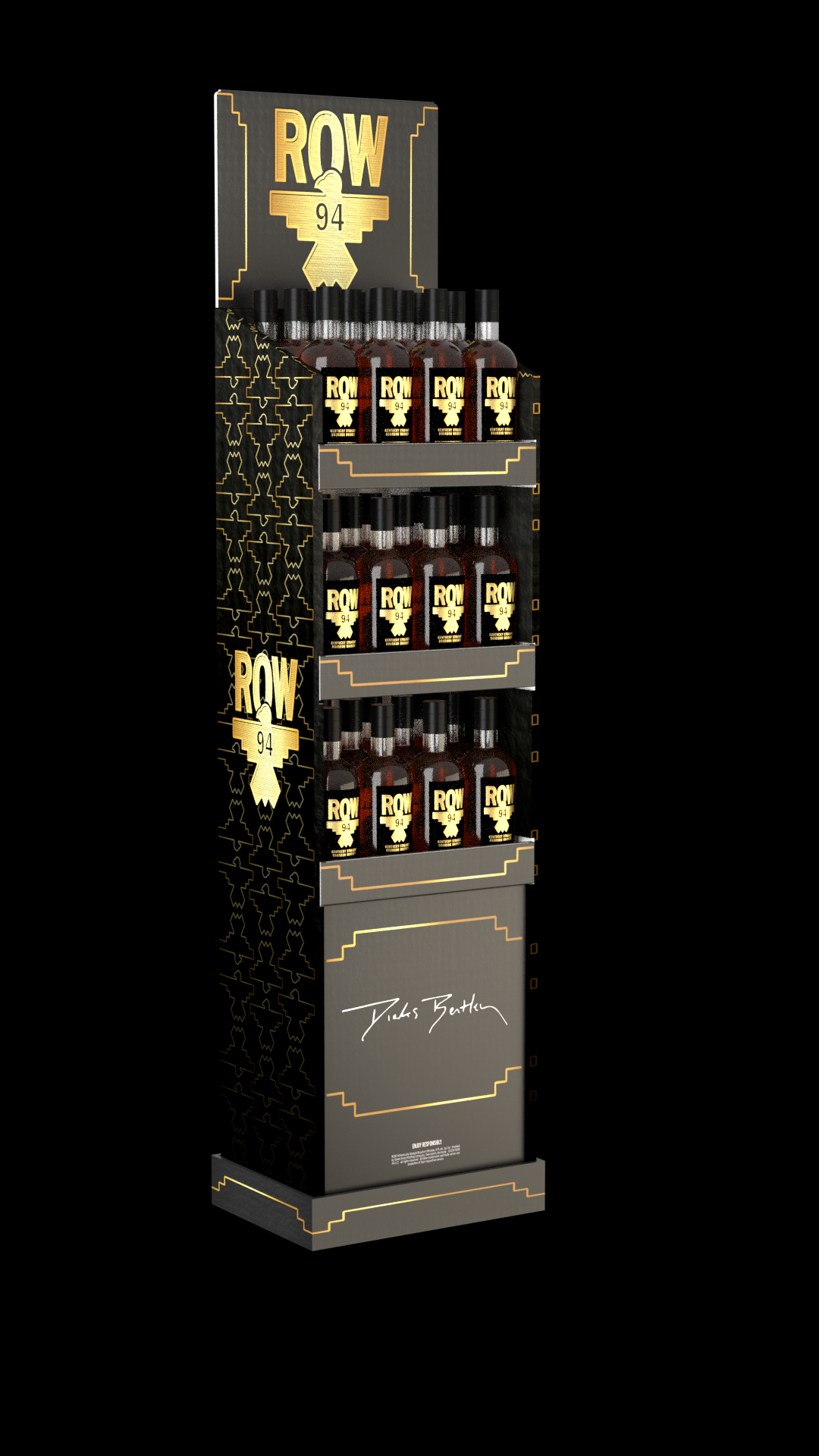 ROW 94 branded retail shelf display rendering